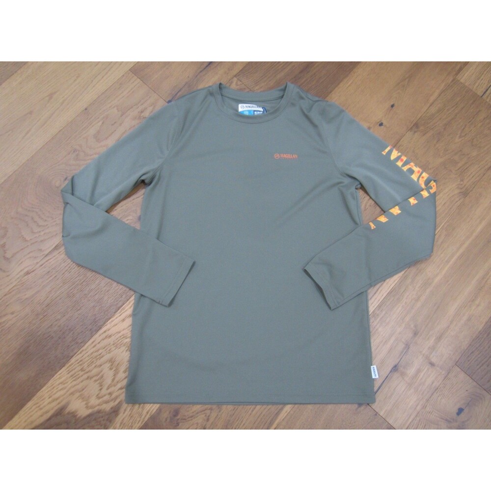 Magellan Shirt Youth Extra Large XL 18-20 Long Sleeve Fish Gear Logo Olive